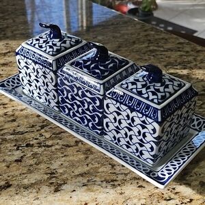 VTG 2000 Bombay Blue and White Ceramic Serveware Set